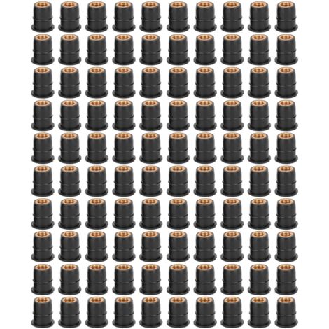 Écrous caoutchouc pour pare-brise moto ATV - 100 pièces M6x0.8mm