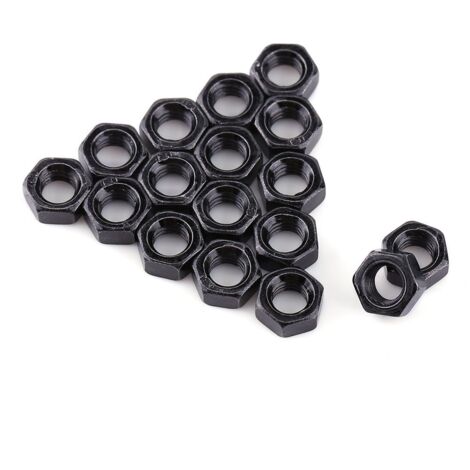 Écrous de blocage hexagonaux, M2 Écrou métrique en acier au carbone Attache écrous hexagonaux zingués noirs, paquet de 100(M2)