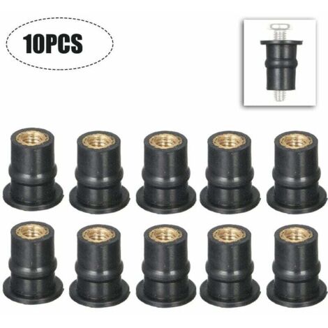 Écrous de Puits en Caoutchouc M5, Lot de 10, Pour Fixation d'Arbre de Pare-Brise de Moto.