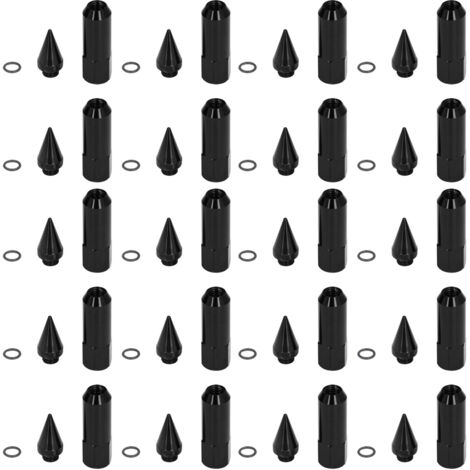 Écrous de Roue à Pointes, 20pcs Universal M12x1.5 Racing Wheels Jantes Écrous de Roue Écrous de Roue à Pointes en Alliage D'aluminium de 90 Mm avec Accessoires de Clé à Douille(le noir)