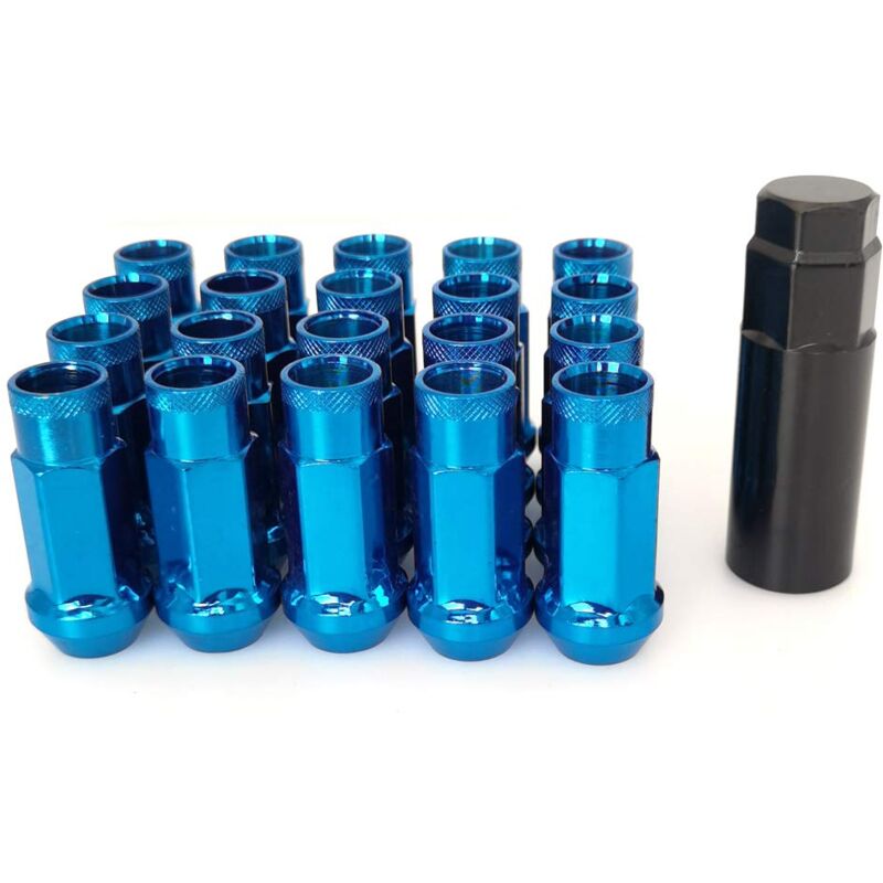 Crous de roue M12 x 1,5 Écrous de roue à extrémité ouverte Siège de gland conique Écrou de verrouillage forgé Ensemble de 20 écrous de roue de course