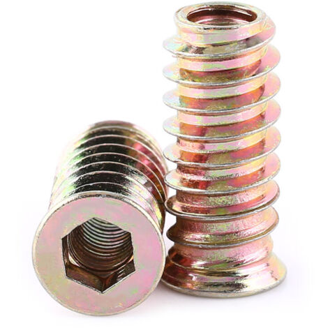 Écrous en acier à insert fileté pour meubles en bois, vis à six pans creux (M625mm)