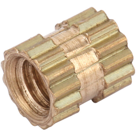 Écrous en laiton M2.5 à insert moulé, cylindriques et moletés (M2.5x3x3.5 mm) - Lot de 100 pièces