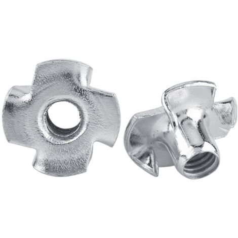 Écrous en T à quatre griffes en acier au carbone galvanisé pour le travail du bois (M6 x 50 pièces)
