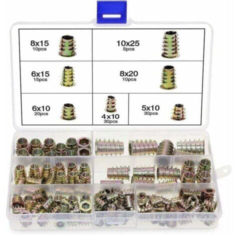Écrous Hexagonaux Alliage Zinc M4 M5 M6 M8 M10 - Inserts Filetés - Boîte Plastique