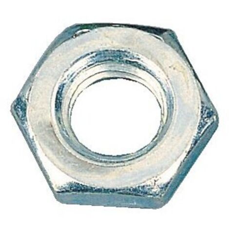 Écrous hexagonaux Hm bas acier zingué blanc classe 6, diamètre 20 mm, boîte de 50 écrous