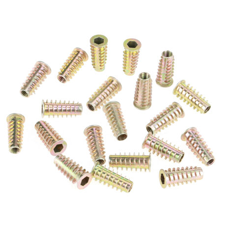 Écrous hexagonaux pour bois, modèle M6 zinc, 20 pièces 25mm insert