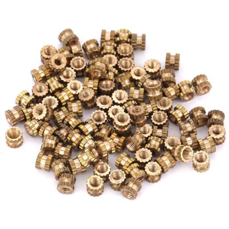 Écrous Inserts Cylindriques Moletés Brasés M2 à Insert Moulu pour Fixation (M243.5, 100 Pièces)