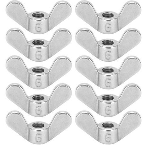 Écrous papillon inox M6 - Kit de 10 pièces pour équipement industriel