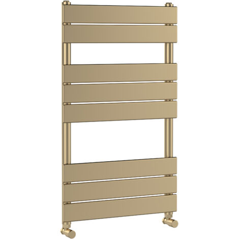 Ecton Square Towel Radiator with Flat Panels 840mm x 500mm, Brushed Brass