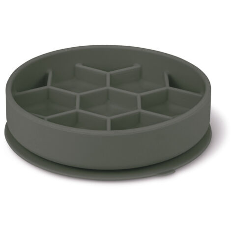 Ecuelle anti glouton M ø 16 cm  silicone ventouse gris pour chien - zolux