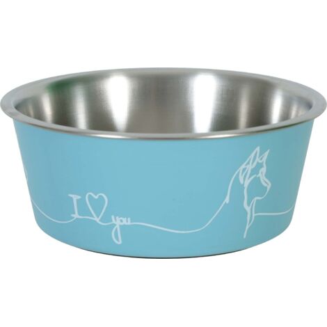 Ecuelle antidérapante bleue pour chiens Love dog 400 ml