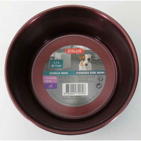 Ecuelle inox 1.1l ø 17 cm couleur rouge bordeaux pour chien - zolux
