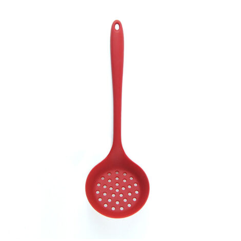 Écumoire en silicone à fentes légère, louche passoire avec manche long pour égouttage facile