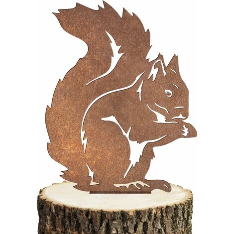 Écureuil pour Arbre - Décoration de Jardin en métal - 30 cm - Patine  Rouille Naturelle