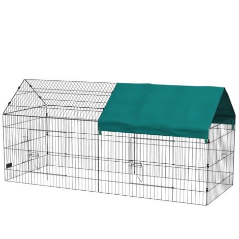 Écuries avec toit, 4 portes. Équipées pour résister aux intempéries. Matériau utilisé : acier/polyester. Dimensions : 220x85x103 cm. Couleur : vert/noir.