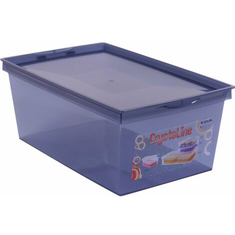 EDA – Bac de rangement empilable 6L – Dimensions 34,3 x 21 x 13,2 cm – Couleur bleu profond – Couvercle clipsable pour rangement sécurisé