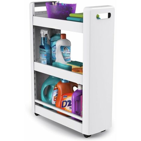 EDA – Desserte de cuisine modulable 60 x 22 x 79 cm – 3 étagères ajustables – 4 roulettes multidirectionnelles pour déplacement facile