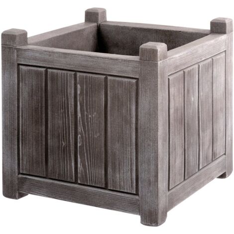 EDA – Jardinière carrée 67L en polypropylène – Résistante aux UV et gel – Réserve d'eau pour économies d'arrosage – Fabrication française