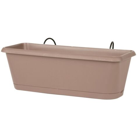 EDA – Jardinière CHORUS taupe 30 x 12 x 11,4 cm – Volume 2,6 L – Drainage en croix – Polypropylène pour espaces confinés