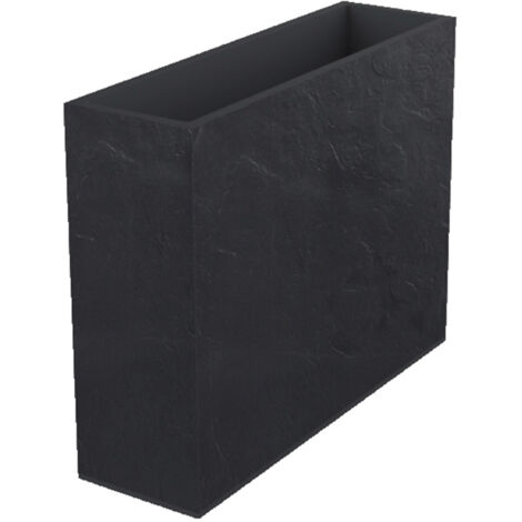EDA – Jardinière muret LOFT XL VOLCANIA double paroi imitation pierre – 99,5 x 29,5 x 78,5 cm – 63 L – Résistance gel et UV – Réserve d'eau intégrée