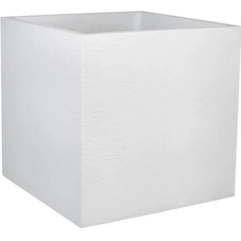 Eda Kunststoff-blumenkasten Carr Graphit - 57 L - 49, 5 X 49, 5 X 49, 5 Cm - Weiss C Rus