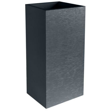 EDA Maceta alta cuadrada Graphit - 39,5 x 39,5 x H 80 cm - 31 L - Gris antracita