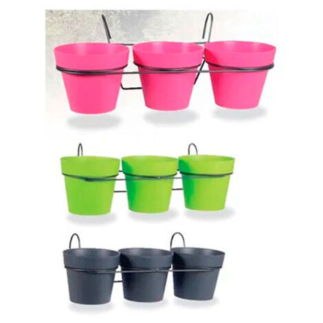 EDA maceta toscane 15 3 piezas + soporte vd/mo , Maceta Toscane 13 5P+Sop. VD/MO. -Marca: EDA. -Set de 3 macetas pequeñas + soporte. -Resistencia contra el gel y los rayos UV. -Fab