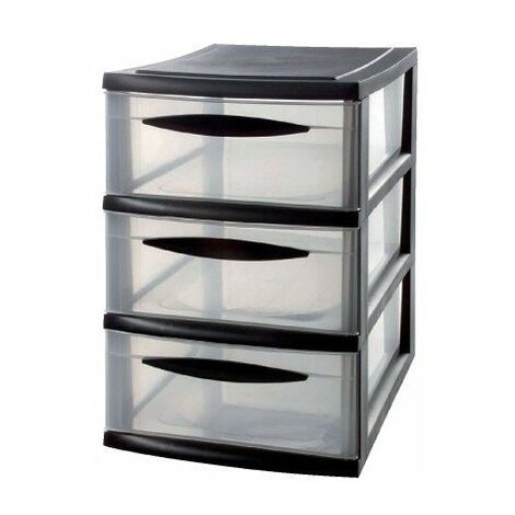 EDA – Module de rangement A5 18 x 28 x 27,5 cm – Bac noir superposable – Tiroirs translucides pour organisation optimale