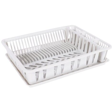 EDA – Egouttoir à vaisselle grand modèle – Plateau en plastique blanc cérusé – Dimensions 500x375x105mm – Capacité 21 assiettes