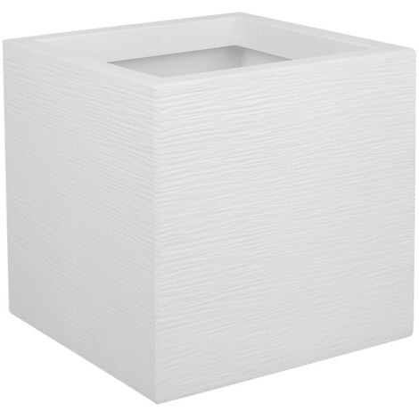 Jardinière carrée Graphit Up 29,5 x 29,5 x 29,5 cm - 21 L - Blanc cérusé - Eda