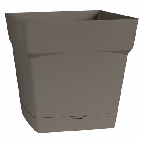 EDA – Pot à réserve d'eau carré 24,8 x 24,8 x 24 cm – Soucoupe intégrée – Polypropylène résistant aux UV et gel – 10 Litres