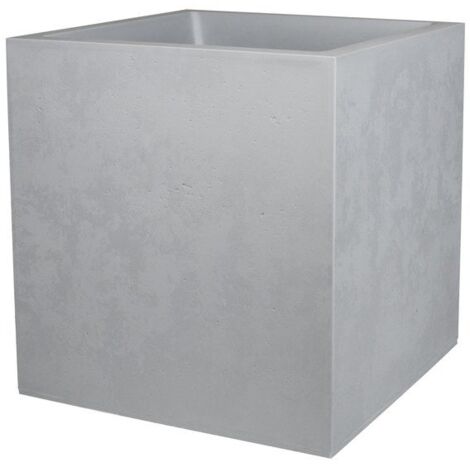 EDA – Pot à réserve d'eau carré 39,5 x 39,5 x 43,5 cm – Polypropylène gris béton – Capacité 31L – Pour espaces extérieurs modernes