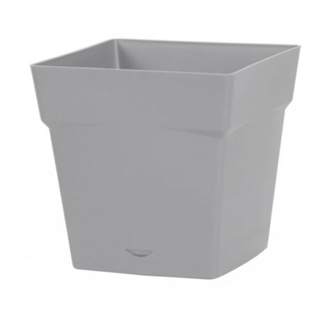 EDA – Pot à réserve d'eau gris béton 24,8 x 24,8 x 24 cm – Polypropylène résistant aux UV – Volume 10,2 litres pour plantes d'extérieur