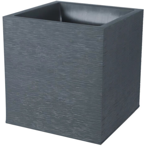 EDA Pot carré Graphit - 39 x 39 x 43 cm - 35 L - Gris anthracite