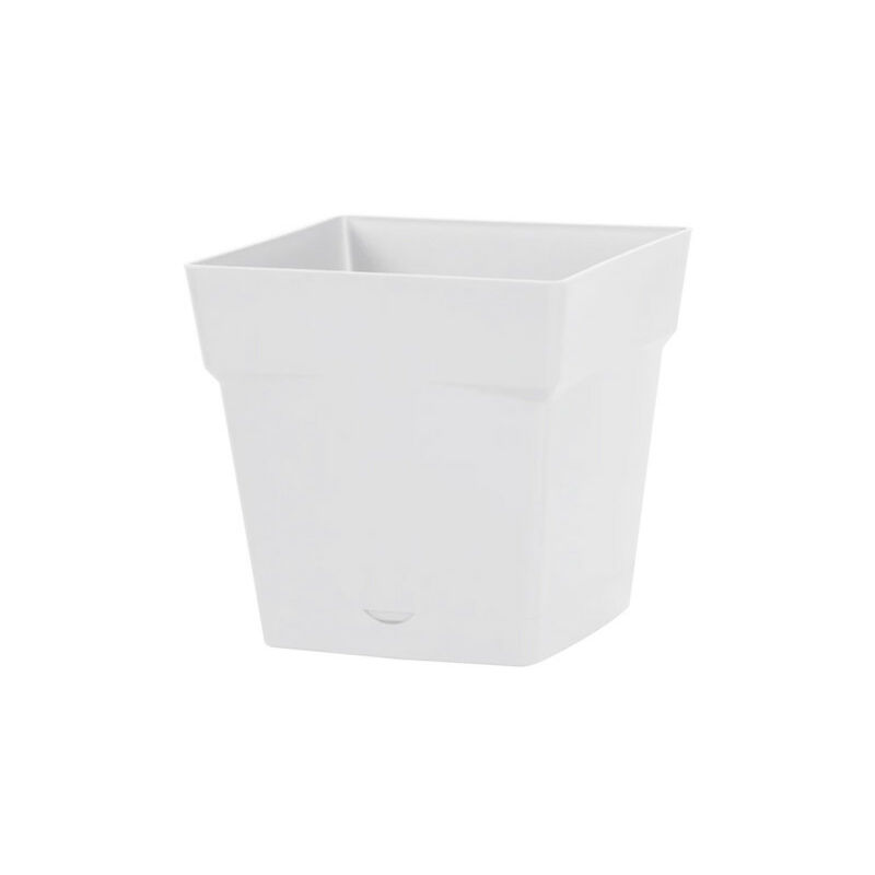 Pot carré toscane avec réserve d'eau 3.4L - 18x18cm - Blanc - EDA Plastiques