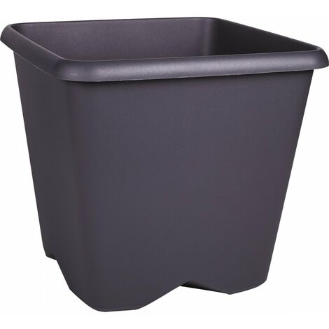EDA – Pot carré non percé 40 x 40 x 36,4 cm – Plastique gris anthracite – Contenance 35,6 L – Pour rangement à domicile