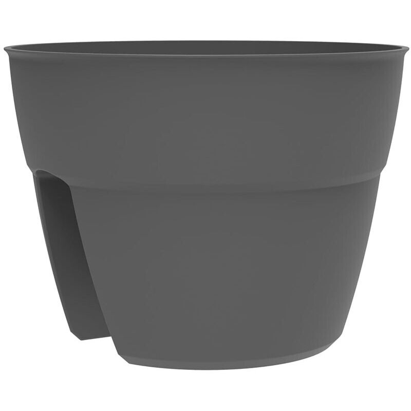 EDA - pot cavalier osaka 8 l - système de fixation simple et breveté - pour balcons et rambardes - ø 30,6 x H.20,6 cm - gris ant
