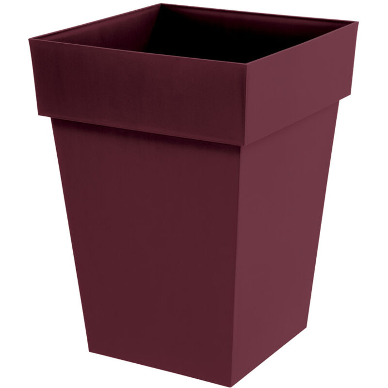 Eda Pot de Fleur Carré Mi-Haut toscane - Volume 51 l - 39 x 39 x H.53 cm - Rouge bourgogne