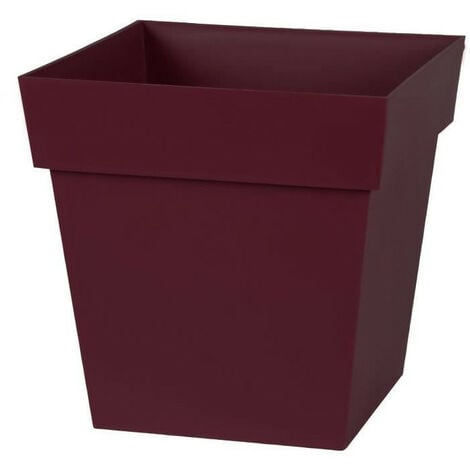 ECOLUX EDA Pot de Fleur Carré TOSCANE 32 cm - Volume 22 L - 32 x 32 x 32 cm - Rouge bourgogne