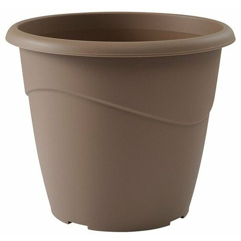 EDA – Pot de fleur rond 30cm – Contenance 10 litres – Matière polypropylène – Résistant au gel et aux UV – Couleur taupe
