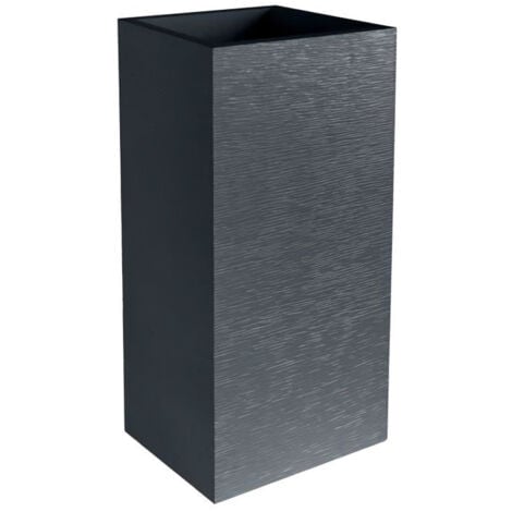 EDA Pot de fleurs haut carre Graphit - 39,5 x 39,5 x H 80 cm - 31 L - Gris anthracite