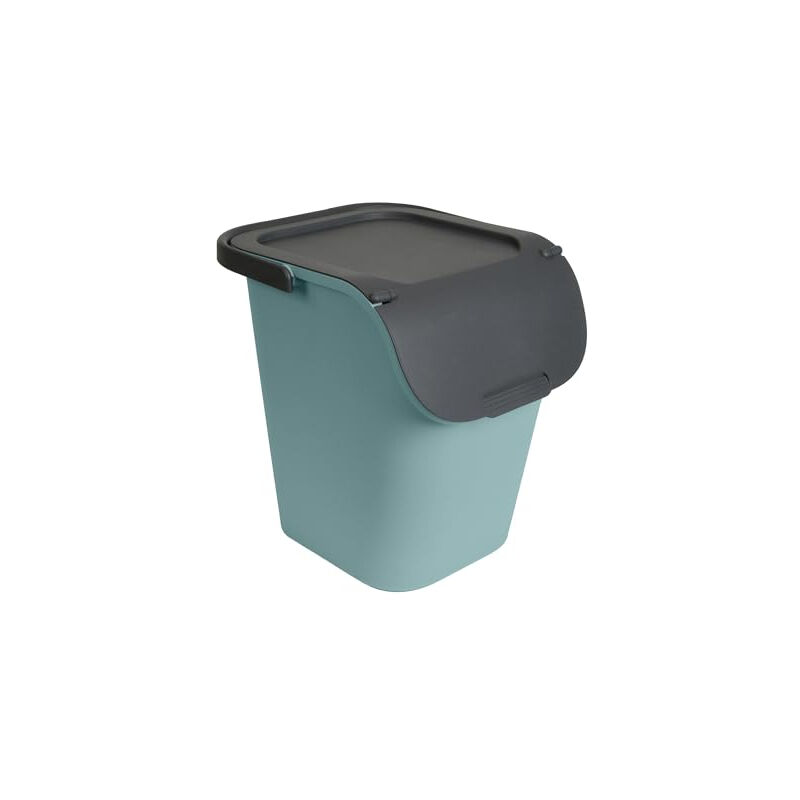 Poubelle de Tri 40L empilable avec poignée - Vert d'eau - Plastique Recyclé - Origine France