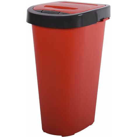 EDA – Poubelle d'extérieur 25 L en résine rubis et gris anthracite – Résistante aux intempéries – Pour chantiers et aménagements extérieurs - HOME 25 L