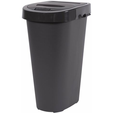 EDA – Poubelle d'extérieur 25L gris anthracite – Matériau durable – Dimensions L. 29,8 x H. 52,1 x P. 34,7 cm – Pour espaces extérieurs
