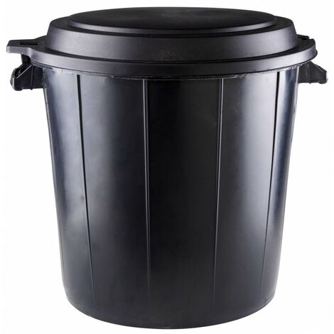 EDA – Poubelle d'extérieur 80 L en polyéthylène – Couvercle inclus – Diamètre 600 mm – Résistante aux intempéries – Pour espaces publics