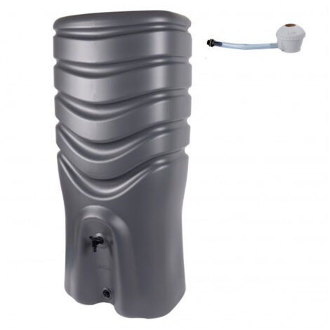 EDA – Récupérateur d'eau de pluie 350L – Polyéthylène traité anti-UV – Kit collecteur adaptable 65-100mm – Dimensions 64,5x50x141cm