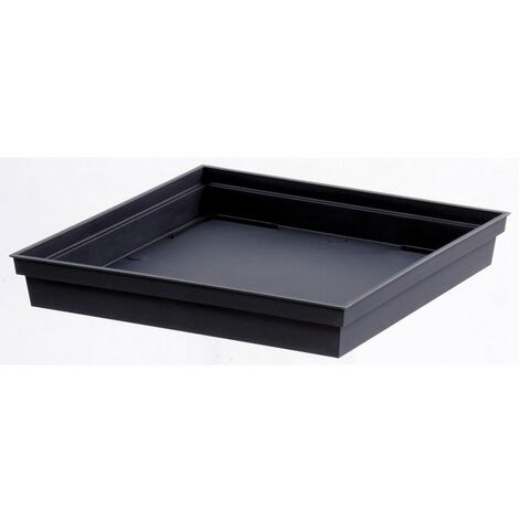 EDA – Soucoupe carrée 26,7 x 26,7 cm – Polypropylène gris anthracite – Résistante au gel et aux UV – Pour pots Toscane 22L