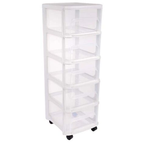 EDA PLASTIQUE Tour de rangement STONE A4 5 tiroirs de coloris noir pas cher