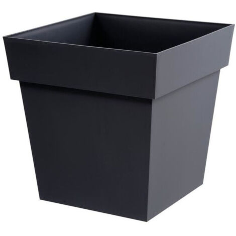 EDA Vaso quadrato Toscana - 39 x 39 x H 39 cm - 38 L - Grigio antracite